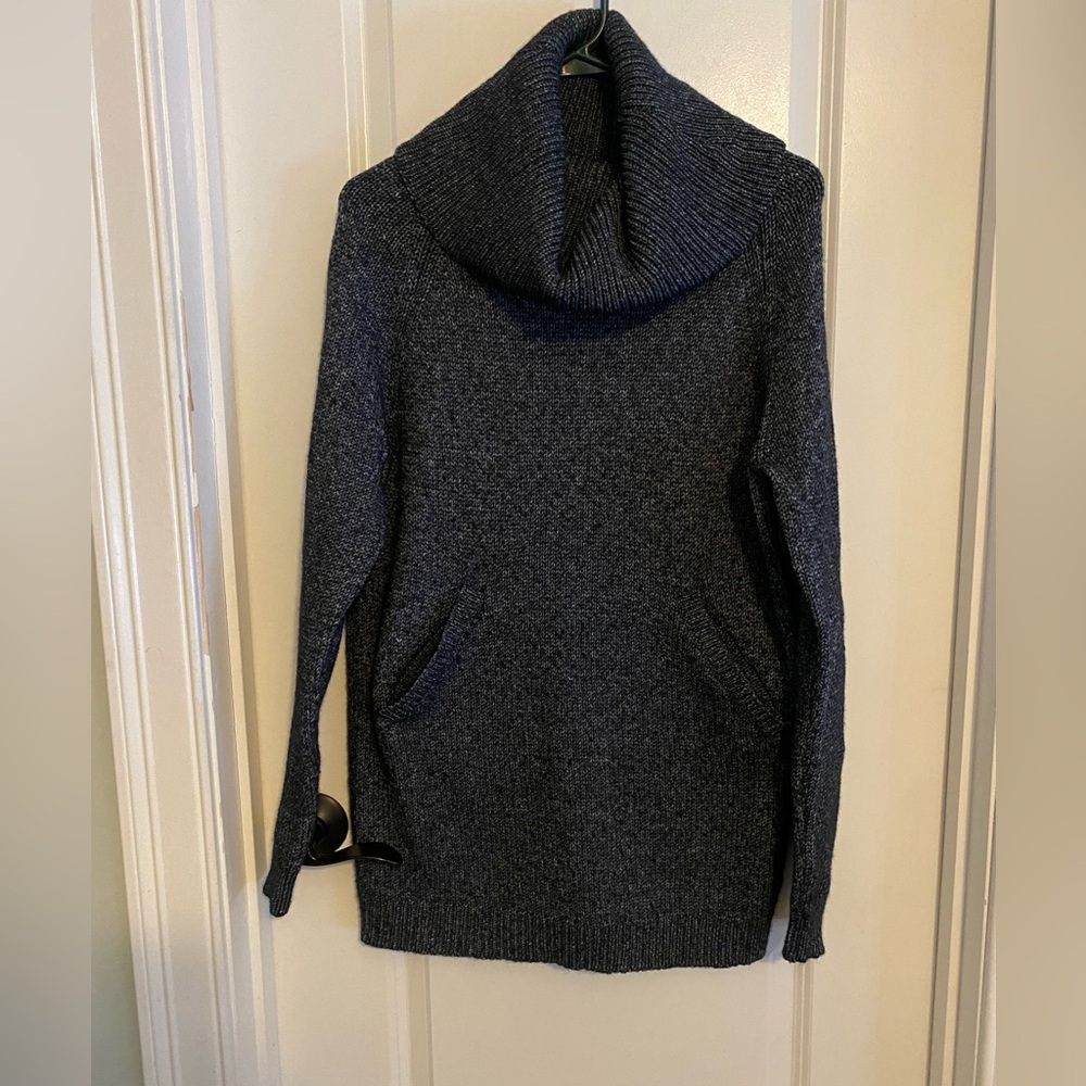 Burton Navy Heathered Cowl Neck Long Line Sweater